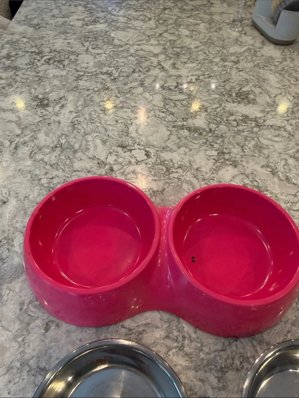 Double Pet Bowl Set - Hot Pink with Stainless Steel Inserts